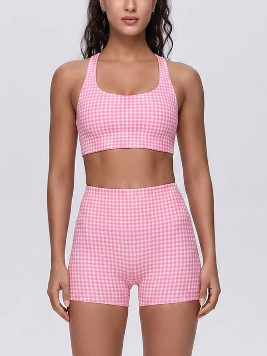 2 Piece Sets Women Quick-Dry Sports Set U-Neck Sleeveless Top Shorts Running Fitness Workout Athletic Wear Tracksuit Sportswear