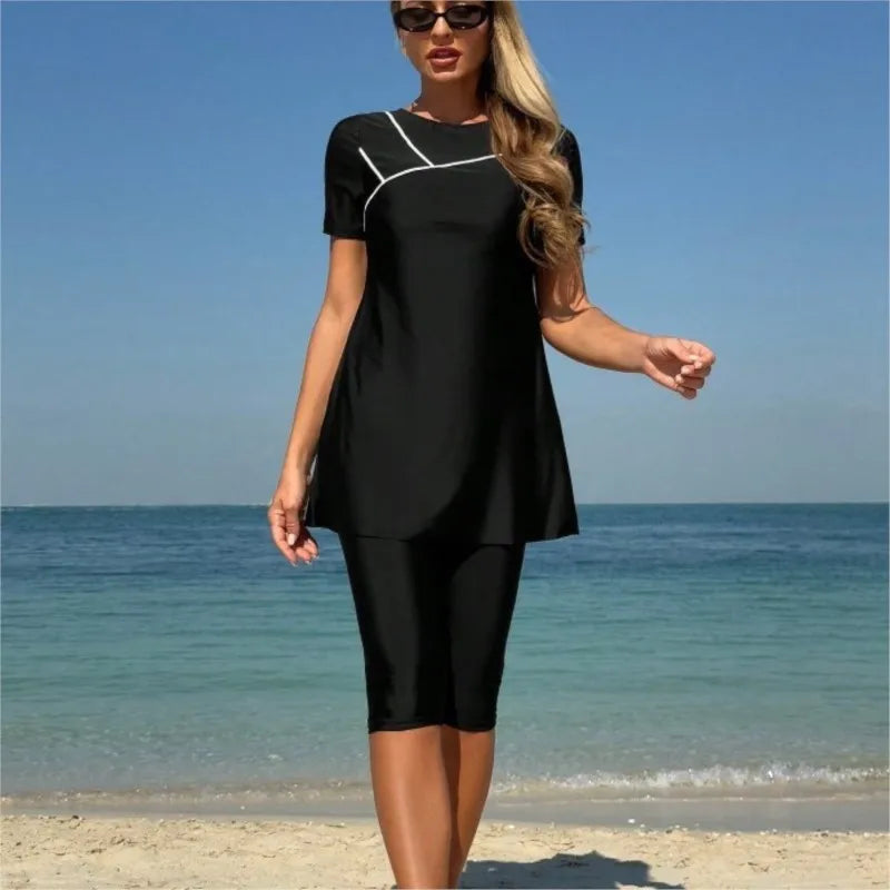 New Cover Ups Sexy Swimsuit Women Summer Bathing Suit Bikini Set Short Sleeve Swimwear Women Beach Swimming Suit For Female