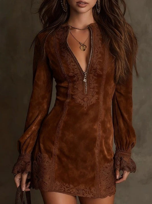 Vestido mini elegante de manga larga para otoño e invierno 2025, ropa de mujer, informal, para fiesta, trabajo, noche, oficina. 