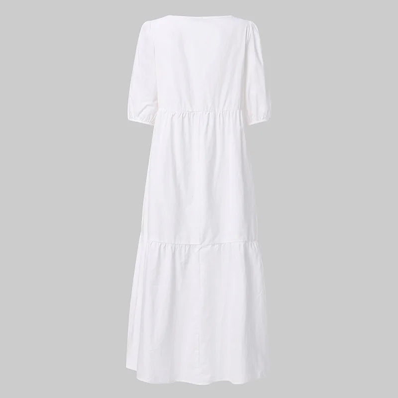 Summer Dress Vintage Sexy Lantern Sleeve Mid-Calf Dress 2022 Women' Sundress Casual Bohemian Beach Vestidos Big Size