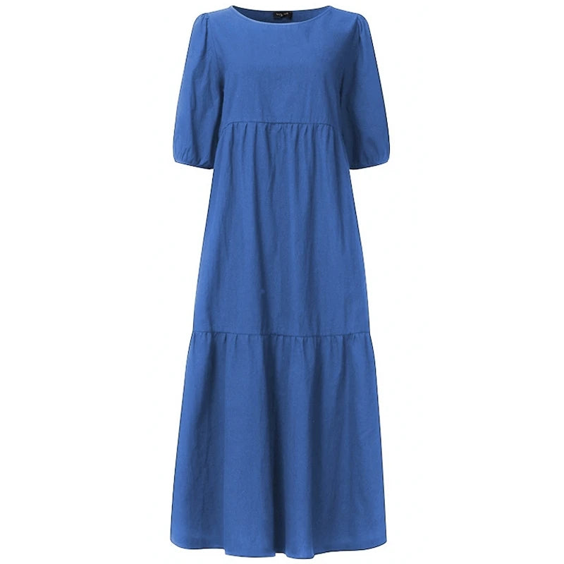 Summer Dress Vintage Sexy Lantern Sleeve Mid-Calf Dress 2022 Women' Sundress Casual Bohemian Beach Vestidos Big Size