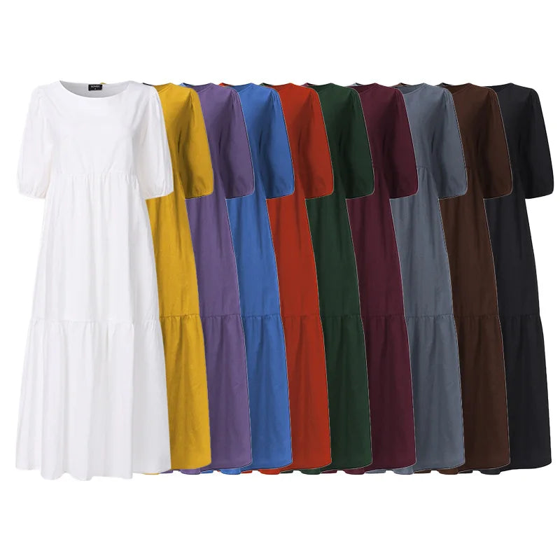 Summer Dress Vintage Sexy Lantern Sleeve Mid-Calf Dress 2022 Women' Sundress Casual Bohemian Beach Vestidos Big Size