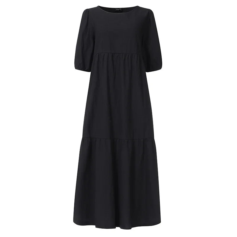 Summer Dress Vintage Sexy Lantern Sleeve Mid-Calf Dress 2022 Women' Sundress Casual Bohemian Beach Vestidos Big Size