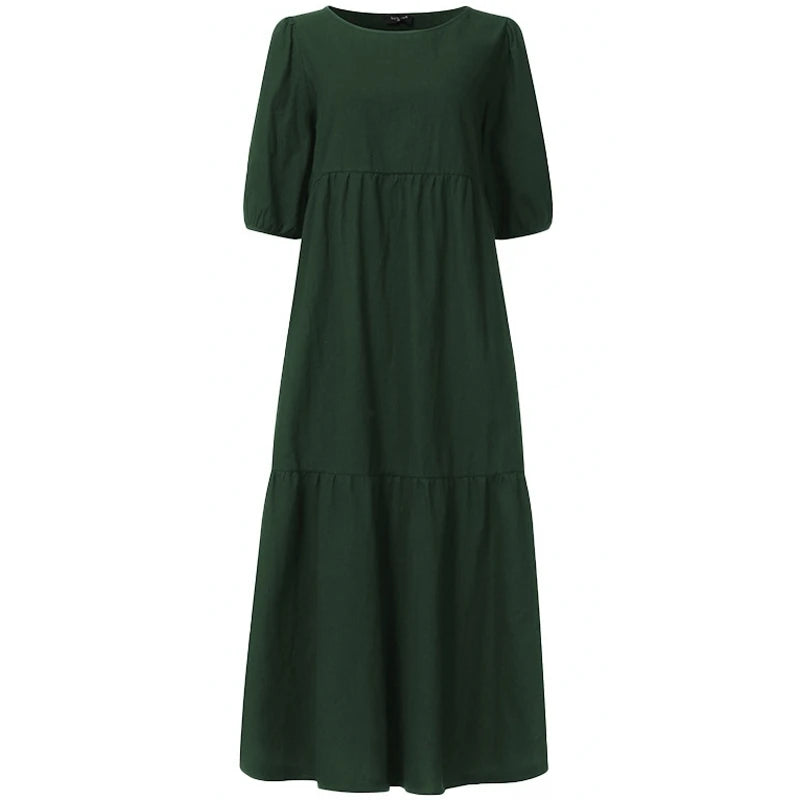 Summer Dress Vintage Sexy Lantern Sleeve Mid-Calf Dress 2022 Women' Sundress Casual Bohemian Beach Vestidos Big Size