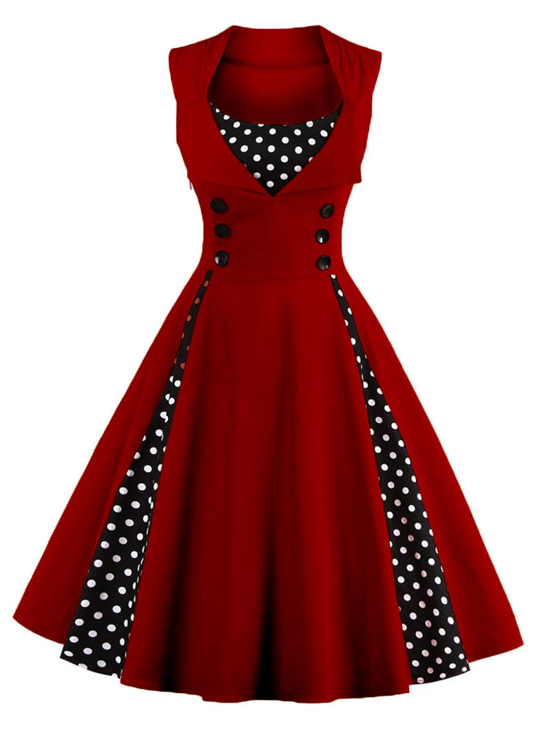S-5XL Plus Size Women Robe Pin Up Dress Retro Vintage 50s 60s Rockabilly Dot Swing Summer female Dresses Elegant Tunic Vestido