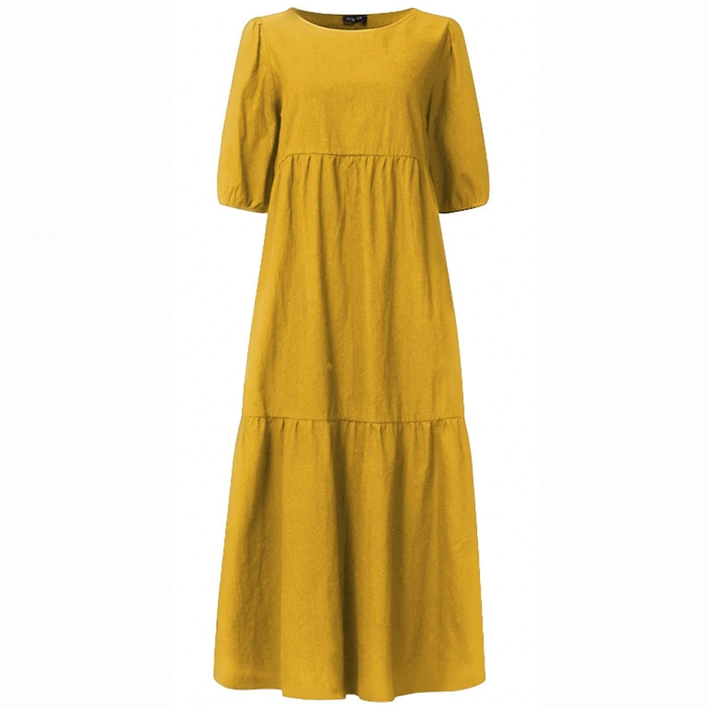 Summer Dress Vintage Sexy Lantern Sleeve Mid-Calf Dress 2022 Women' Sundress Casual Bohemian Beach Vestidos Big Size