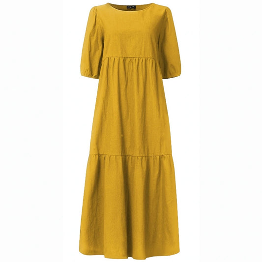 Summer Dress Vintage Sexy Lantern Sleeve Mid-Calf Dress 2022 Women' Sundress Casual Bohemian Beach Vestidos Big Size