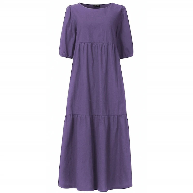 Summer Dress Vintage Sexy Lantern Sleeve Mid-Calf Dress 2022 Women' Sundress Casual Bohemian Beach Vestidos Big Size