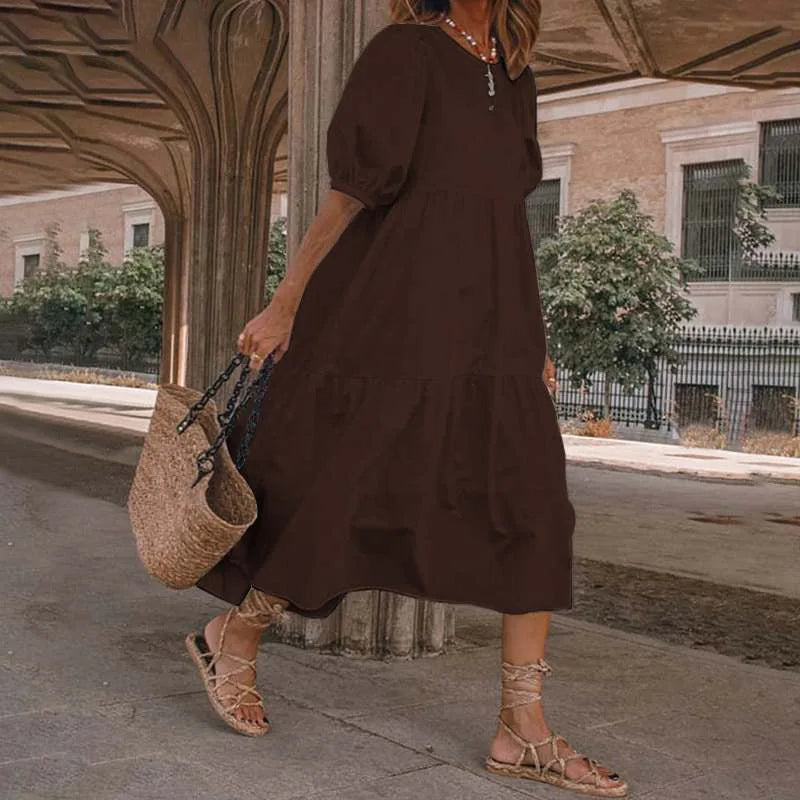 Summer Dress Vintage Sexy Lantern Sleeve Mid-Calf Dress 2022 Women' Sundress Casual Bohemian Beach Vestidos Big Size