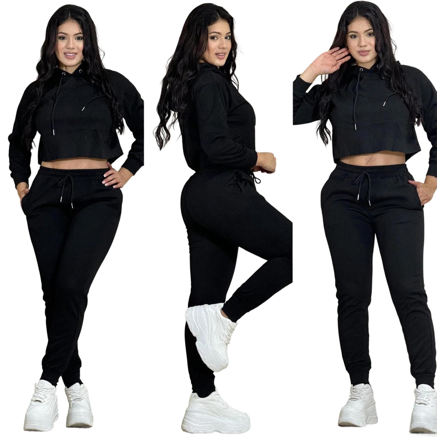 Spring Women's Tracksuit Pullover Hooded And Trousers Black Casual Two Piece Set Women Casual Pants Sports Suit With A Hood