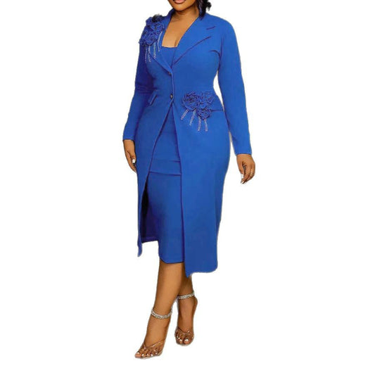 2 Piece Blazer And Sleeveless Dress Sets Plus Size Clothes Dresses For Women's Clothing 2025 Spring Autumn Big Size 3XL Oversize