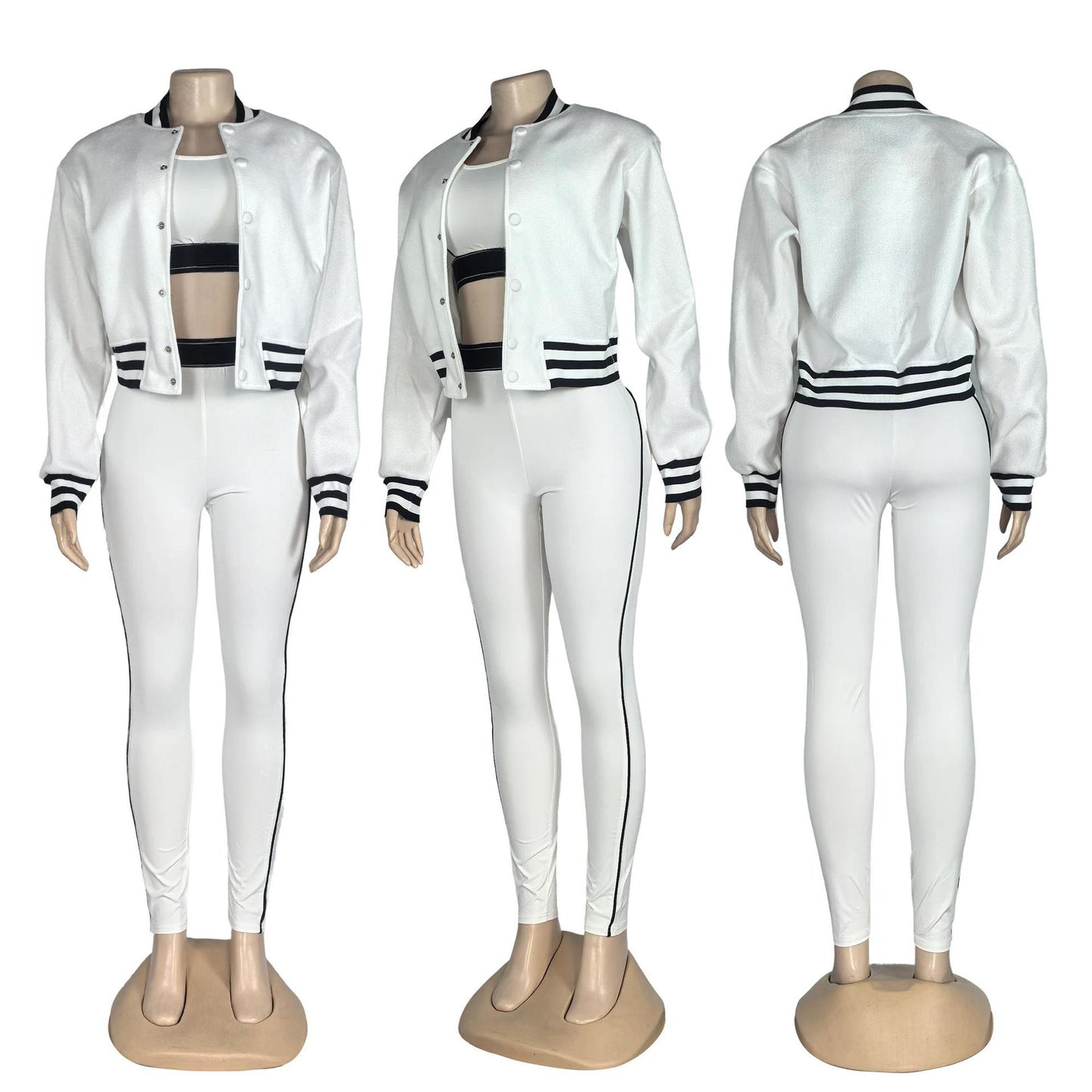 3 Piece Women Sets 2026 New Arrival Sportswear Single Breasted Long Sleeve Jacket Bra And Yoga Leggings Suits Outfits Clothing