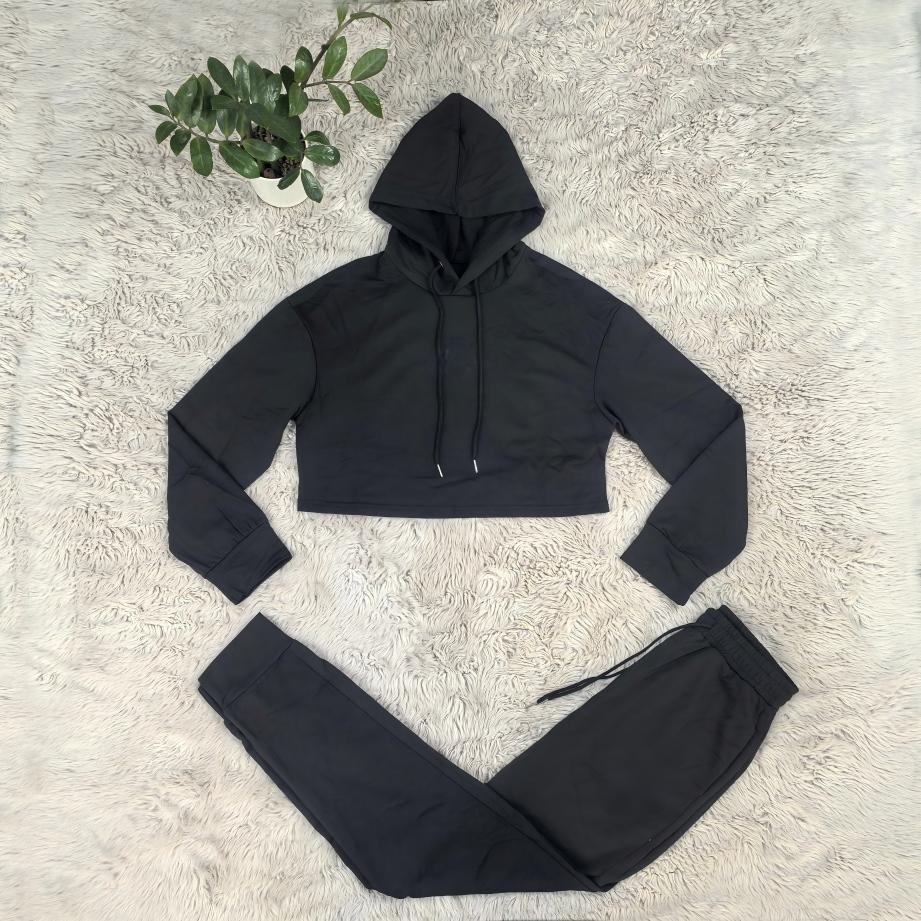 Spring Women's Tracksuit Pullover Hooded And Trousers Black Casual Two Piece Set Women Casual Pants Sports Suit With A Hood
