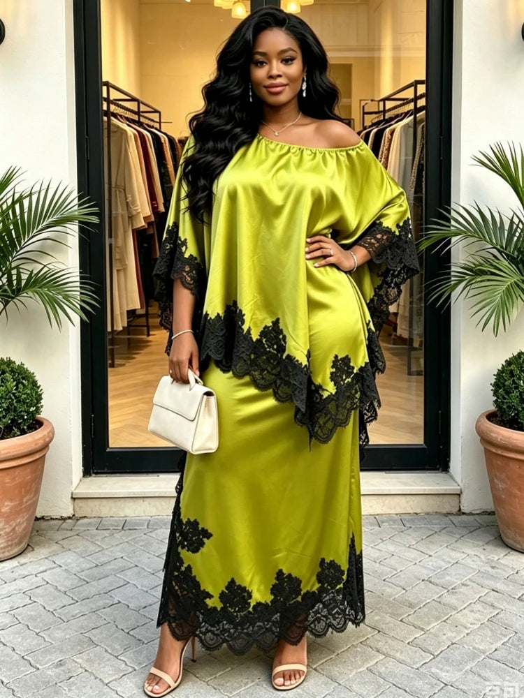 2 Piece Women Sets Dashiki African New Arrival Summer Autumn Matching Sets Two Pieces Sets Top And Skirt Suits Outfits Clothing