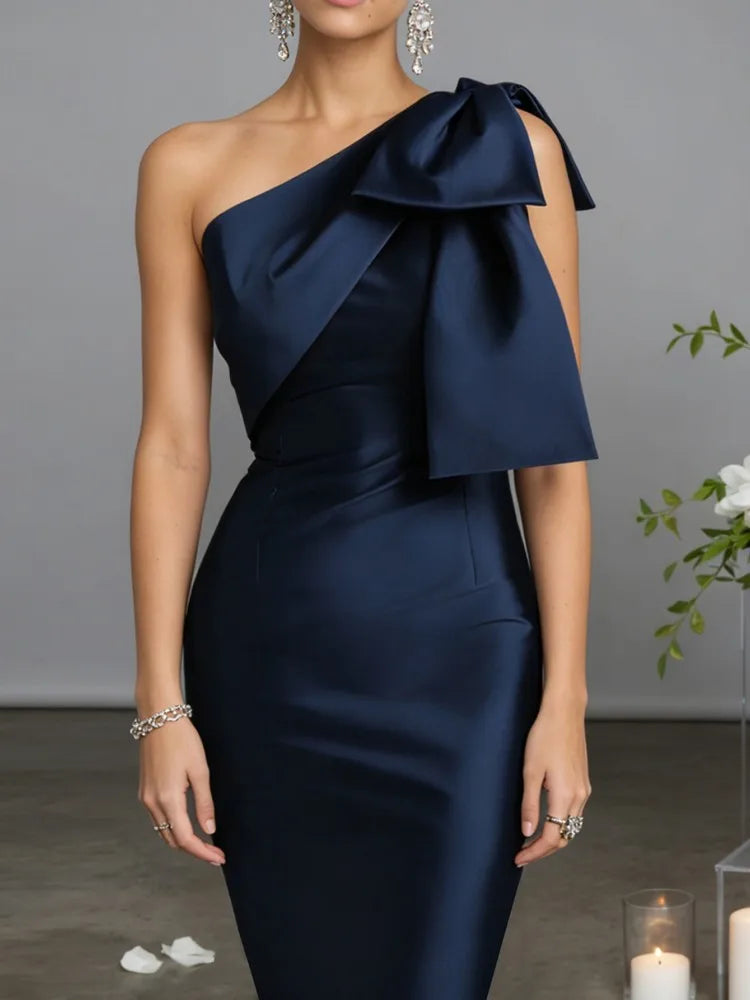 One Shoulder Sexy Maxi Dress Women Gown Fashion Diagonal Collar Sleeveless Backless Club Elegant Long Dresses Female Clothing