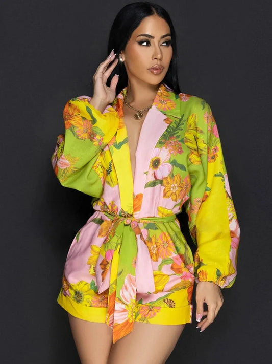 Summer Streetwear Long Sleeve Romper Female Jumpsuit Clothes Sexy Club Bodysuit Shorts Casual Playsuit Overalls Women Clothing