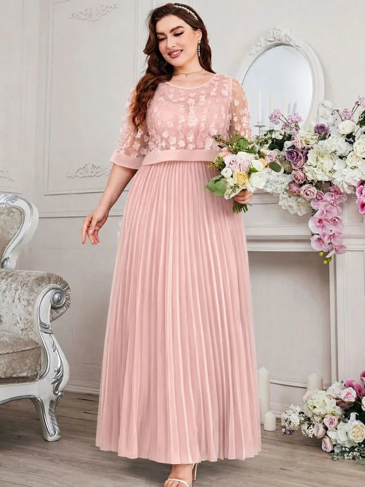 Two Piece Maxi Dress XL-4XL Plus Size Clothes Dresses Women Robes Summer half Sleeve Street Style Casual 3XL 4XL Big Size Lace Maxi Dress Oversize