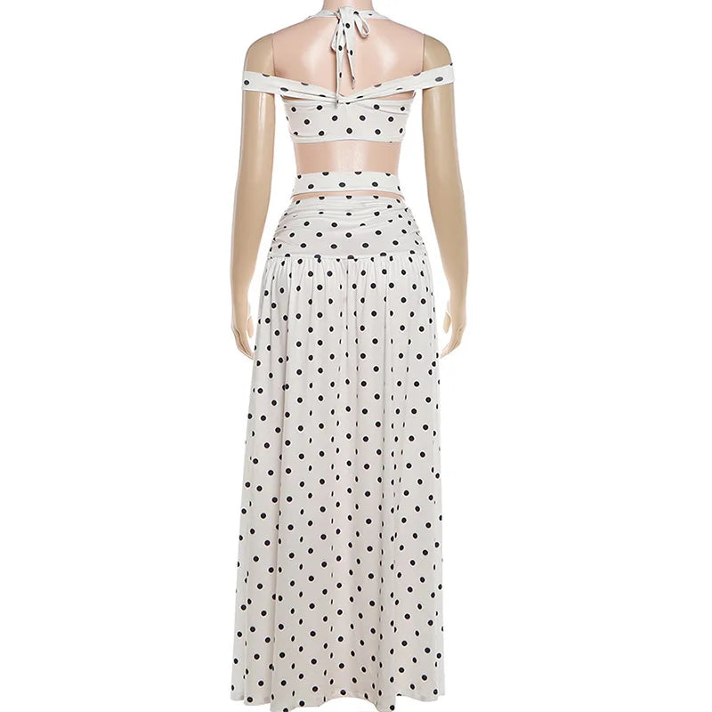 Swimwear Cover-up 2 Piece Set Women Crop Tops And Maxi Skirt Bathing Fashion Stripe Hollow Sexy Beach Cover Up Outfits