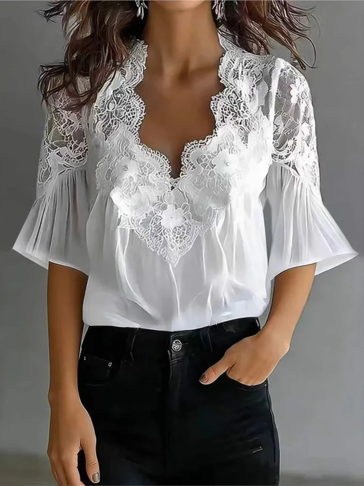 Women Blouses 2026 Spring Summer Short Sleeve Blouse Woman Blouse Shirt Office Elegant Work Shirt Top Blusas Mujer De Moda