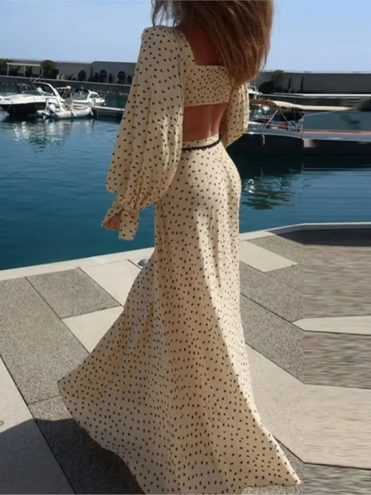 Swimwear Cover-up 2 Piece Set Women Crop Tops And Maxi Skirt Bathing Fashion Stripe Hollow Sexy Beach Cover Up Outfits