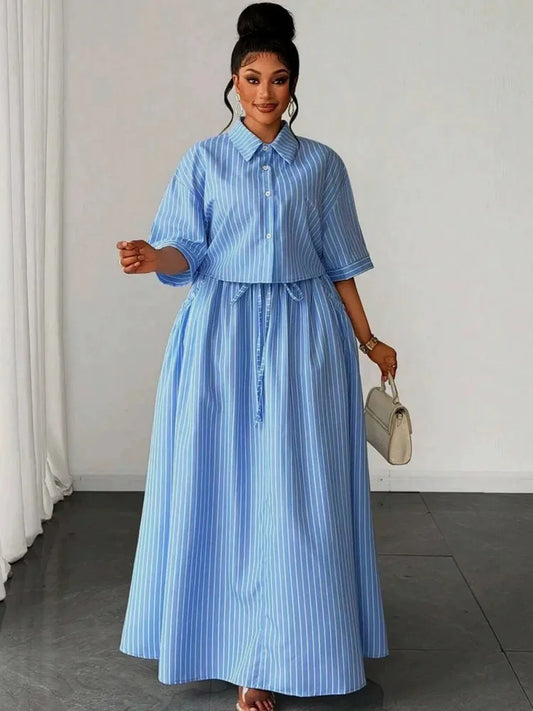 L-4XL Plus Size Clothes Dresses 2 Piece Sets Women Robes Summer Autumn Street Casual 3XL 4XL Big Size Long Maxi Dress Oversized