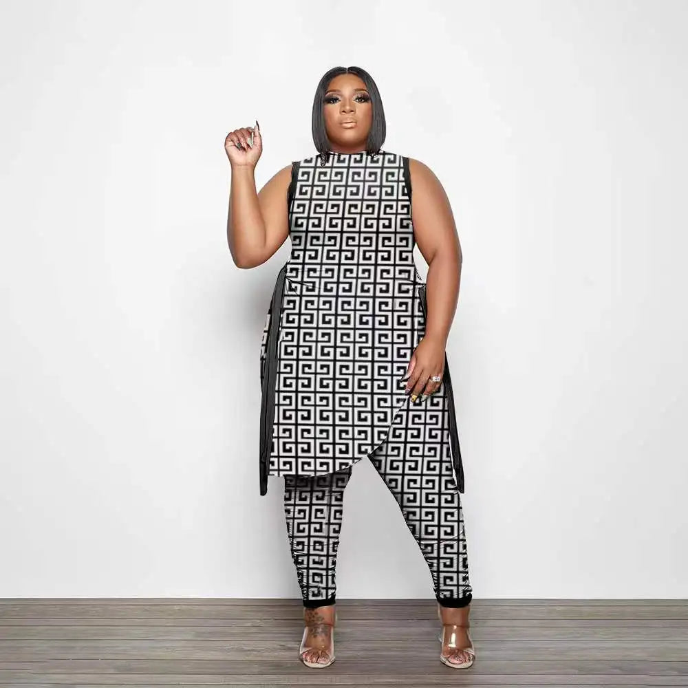 2 Piece Women Set Dashiki African Clothes 2022 Spring Summer New Fashion Sleeveless Top And Pants Suit Party Lady Matching Sets