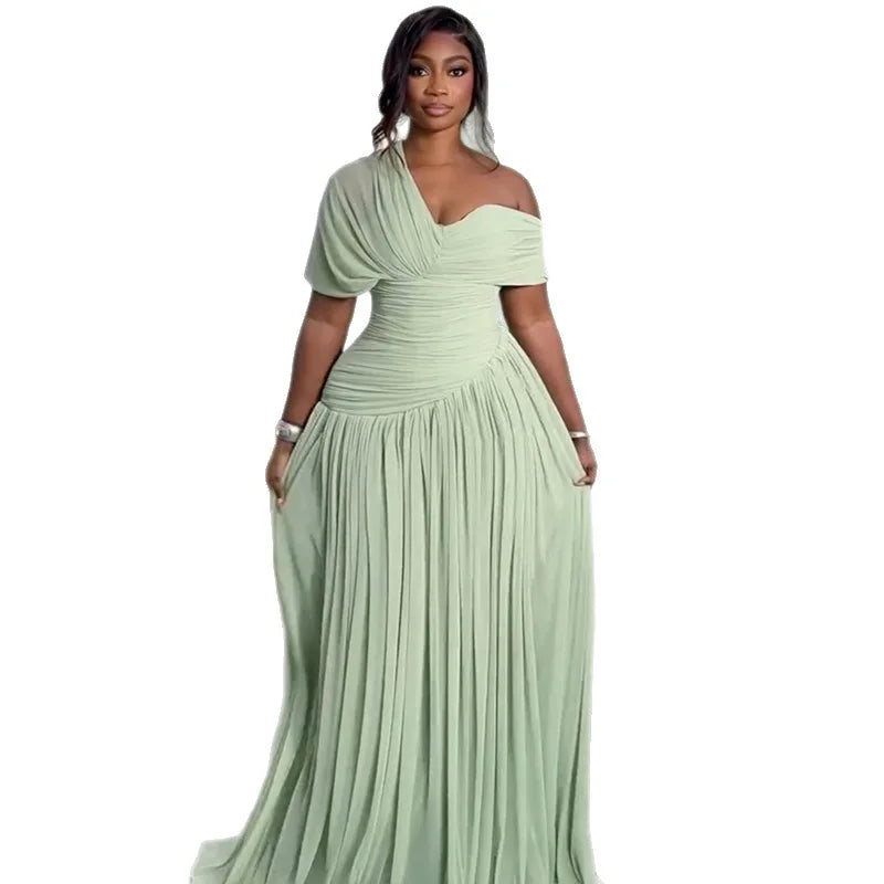 African Dresses For Women Elegant Short Sleeve Dashiki Maxi A-Line Dress Ladies Traditional African Clothing Fairy Dreaes