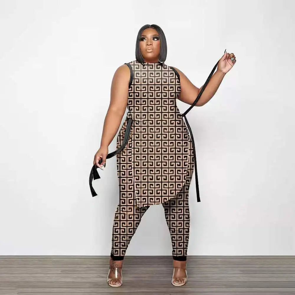 2 Piece Women Set Dashiki African Clothes 2022 Spring Summer New Fashion Sleeveless Top And Pants Suit Party Lady Matching Sets