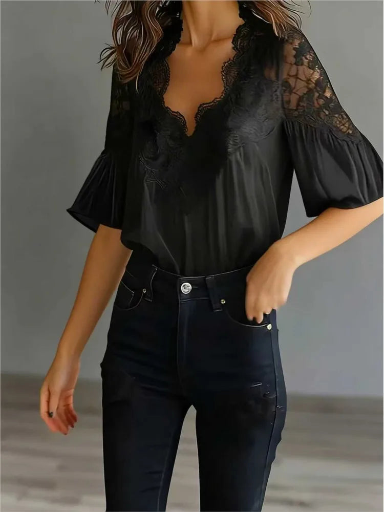Women Blouses 2026 Spring Summer Short Sleeve Blouse Woman Blouse Shirt Office Elegant Work Shirt Top Blusas Mujer De Moda