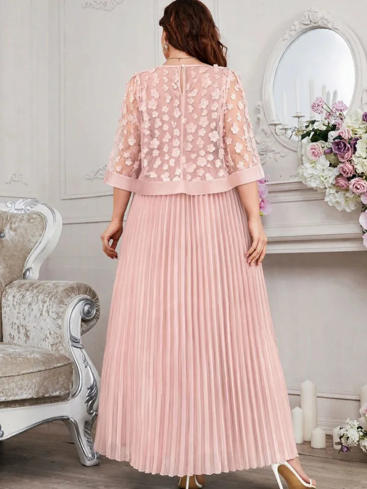 Two Piece Maxi Dress XL-4XL Plus Size Clothes Dresses Women Robes Summer half Sleeve Street Style Casual 3XL 4XL Big Size Lace Maxi Dress Oversize