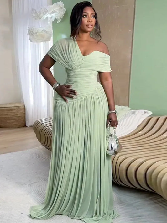 African Dresses For Women Elegant Short Sleeve Dashiki Maxi A-Line Dress Ladies Traditional African Clothing Fairy Dreaes