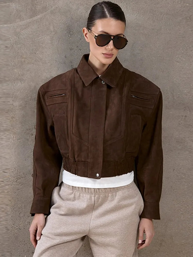 2026 Winter Suede Bomber Jackets For Women Outerwears Oversized Jacket Woman Streetwear Zip Women's Coats Padded Varsity Jackets