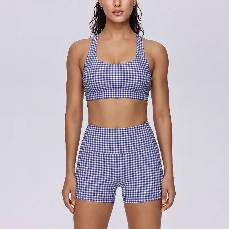 2 Piece Sets Women Quick-Dry Sports Set U-Neck Sleeveless Top Shorts Running Fitness Workout Athletic Wear Tracksuit Sportswear