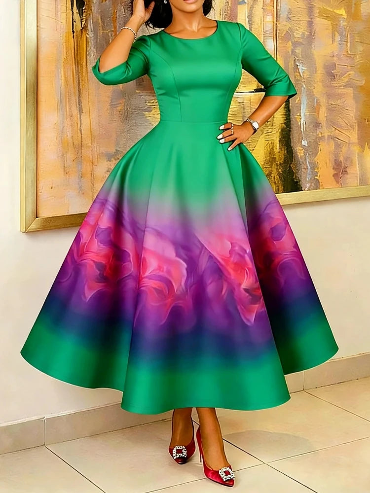 African Dress For Women Fashion Dashiki Pleated Vestidos 2026 Summer Autumn New Arrival Robe Elegant African Party Midi Dress