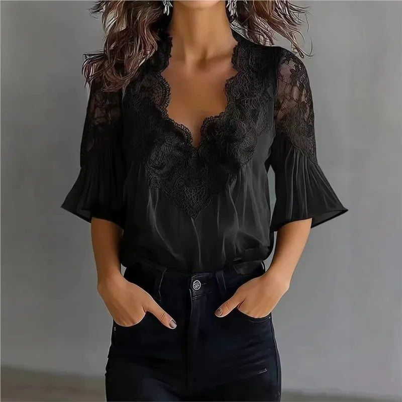 Women Blouses 2026 Spring Summer Short Sleeve Blouse Woman Blouse Shirt Office Elegant Work Shirt Top Blusas Mujer De Moda