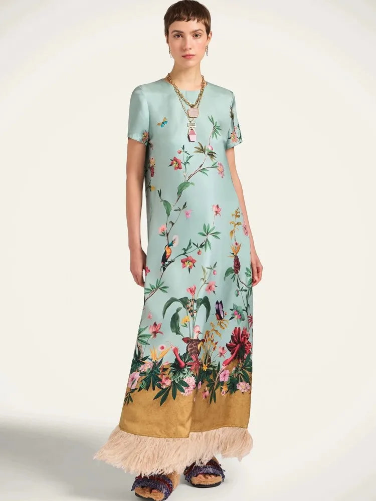 African Dresses For Women Elegant Short Sleeve Dashiki Maxi A-Line Dress Ladies Traditional African Clothing Fairy Dreaes