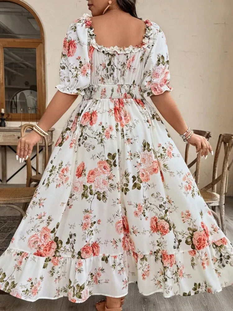 L-4XL Plus Size Clothes Dresses Women Robes Summer Short Sleeve Street Style Casual 3XL 4XL Big Size Maxi Dress Oversized