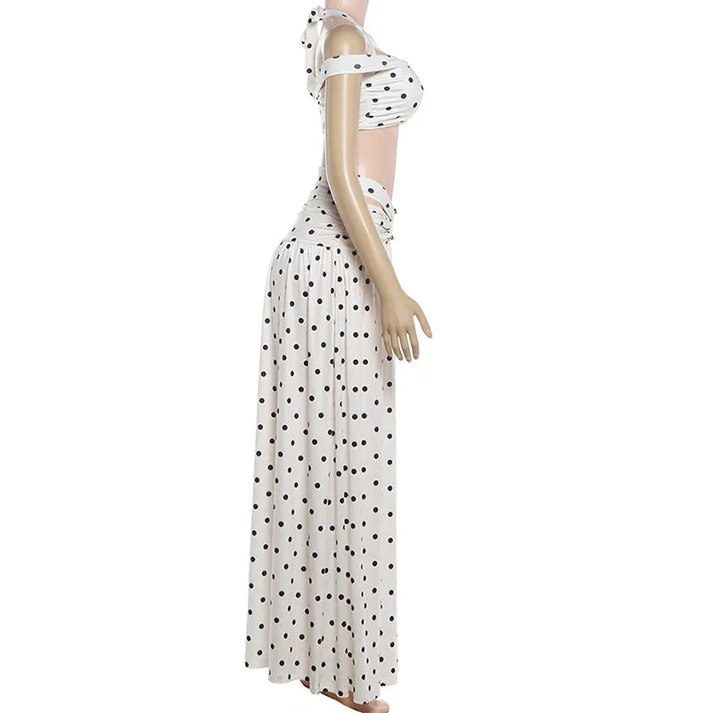 Swimwear Cover-up 2 Piece Set Women Crop Tops And Maxi Skirt Bathing Fashion Stripe Hollow Sexy Beach Cover Up Outfits