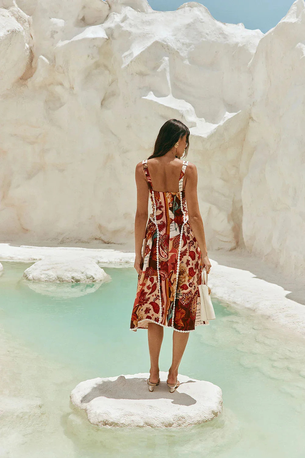 Women Spaghetti Strap Bohemian Beach Style Maxi Dress 2026 Spring Summer Trend Backless Waistband Hem Vacation Party Dresses