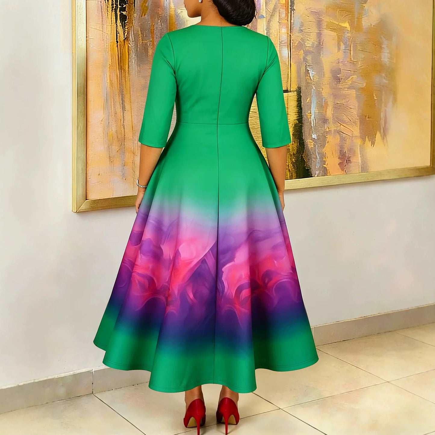 African Dress For Women Fashion Dashiki Pleated Vestidos 2026 Summer Autumn New Arrival Robe Elegant African Party Midi Dress