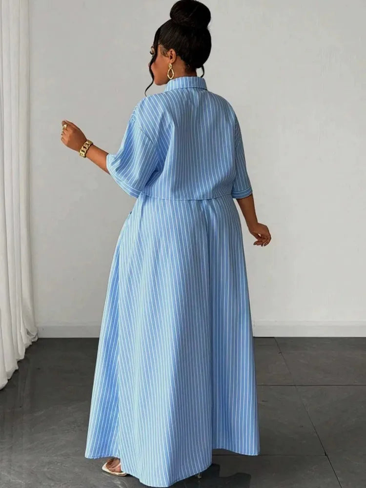 L-4XL Plus Size Clothes Dresses 2 Piece Sets Women Robes Summer Autumn Street Casual 3XL 4XL Big Size Long Maxi Dress Oversized