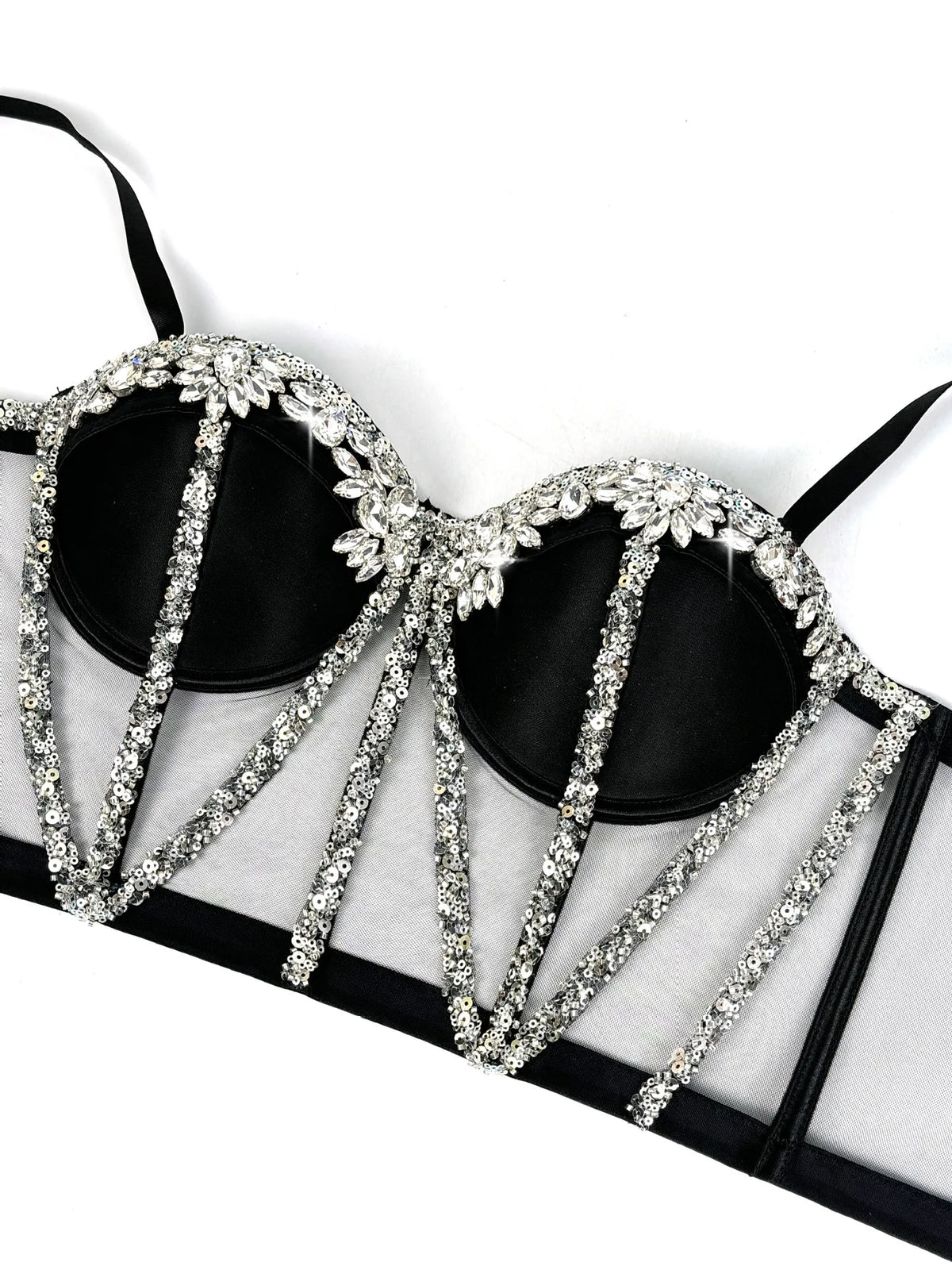 Rhinestones Female Corset Top Women Camis Nightclub Pearls Short Chest Binder Sexy Camisole Mujer Lingerie Tube Bra Debardeur