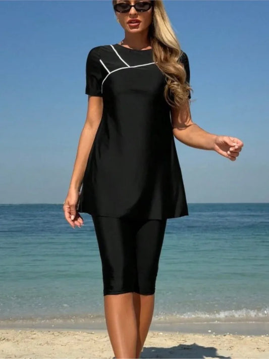 New Cover Ups Sexy Swimsuit Women Summer Bathing Suit Bikini Set Short Sleeve Swimwear Women Beach Swimming Suit For Female