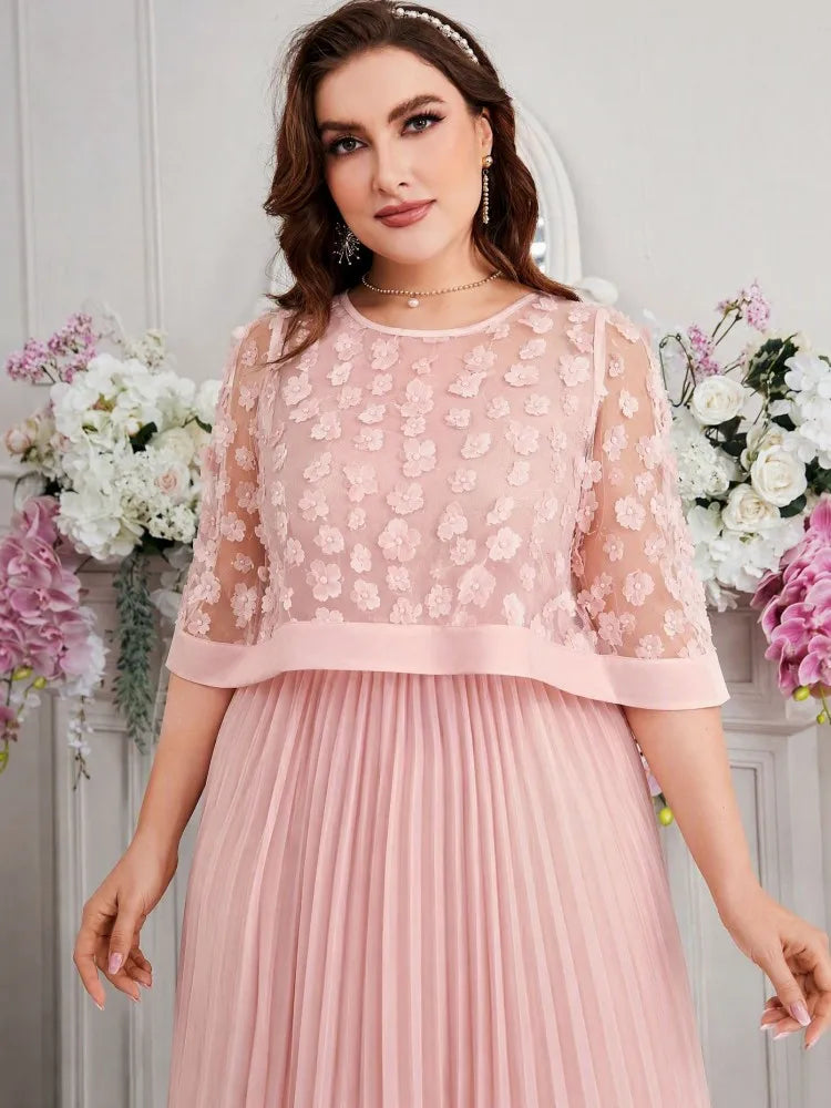 Two Piece Maxi Dress XL-4XL Plus Size Clothes Dresses Women Robes Summer half Sleeve Street Style Casual 3XL 4XL Big Size Lace Maxi Dress Oversize