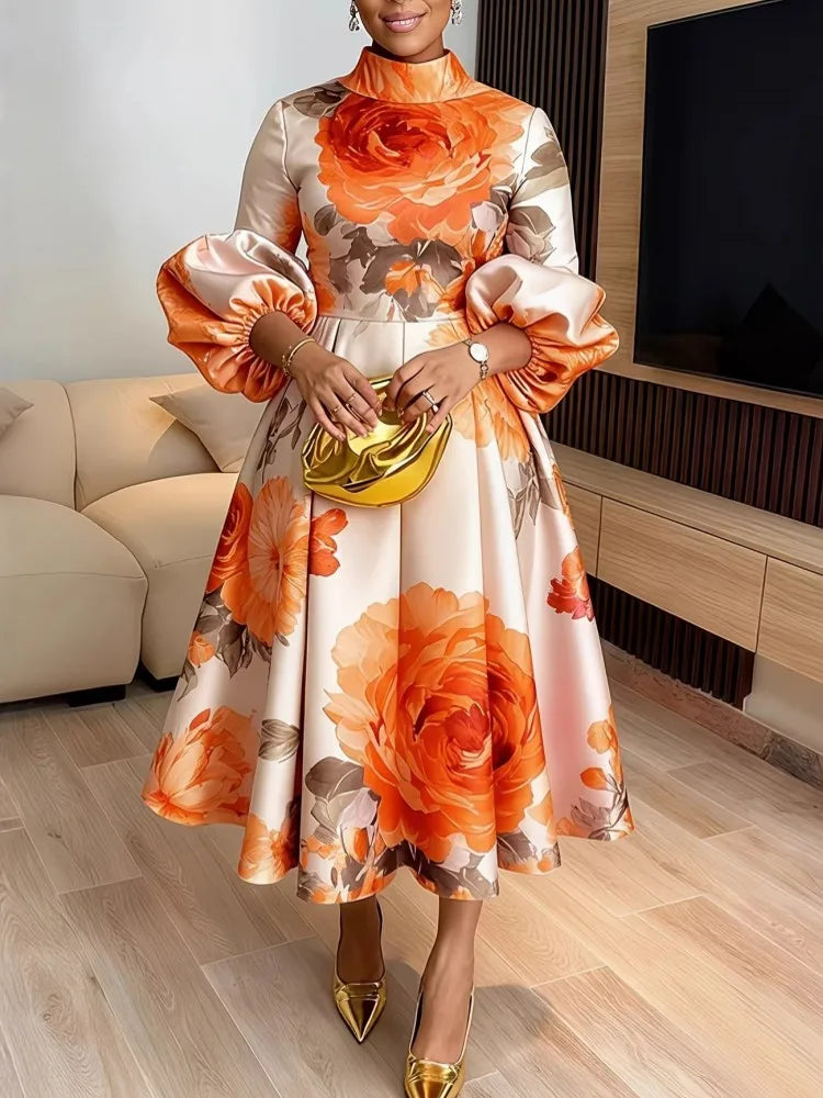 L-5XL Plus Size Clothes Dresses Women Robes Spring Summer 3/4 Sleeve Street Style Casual 3XL 4XL Big Size Midi Dress Oversized