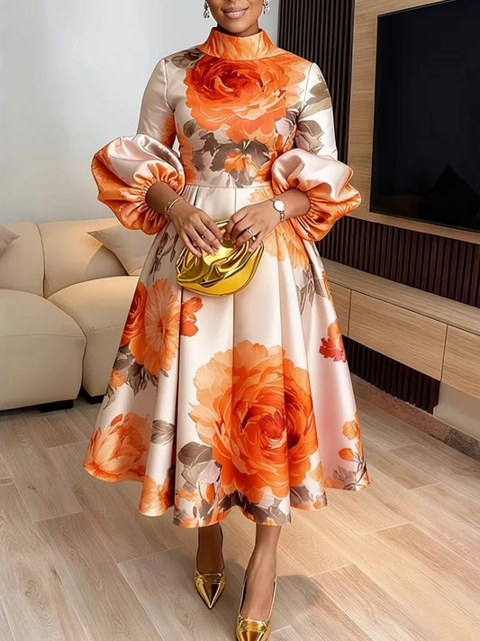L-5XL Plus Size Clothes Dresses Women Robes Spring Summer 3/4 Sleeve Street Style Casual 3XL 4XL Big Size Midi Dress Oversized