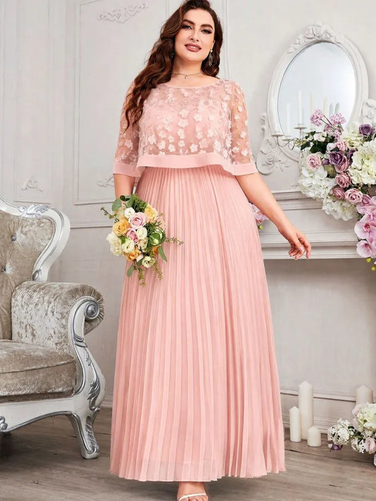 Two Piece Maxi Dress XL-4XL Plus Size Clothes Dresses Women Robes Summer half Sleeve Street Style Casual 3XL 4XL Big Size Lace Maxi Dress Oversize