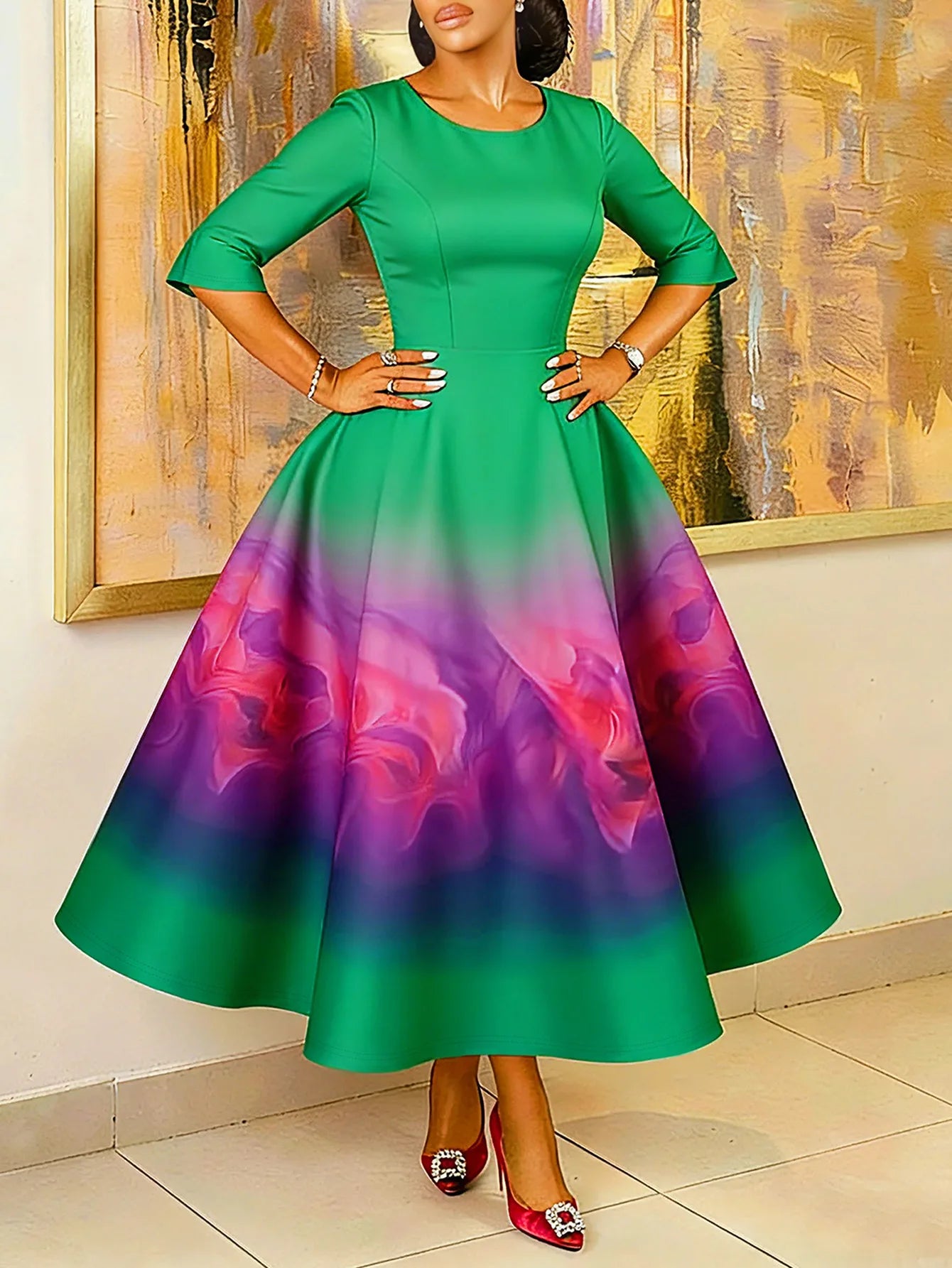 African Dress For Women Fashion Dashiki Pleated Vestidos 2026 Summer Autumn New Arrival Robe Elegant African Party Midi Dress