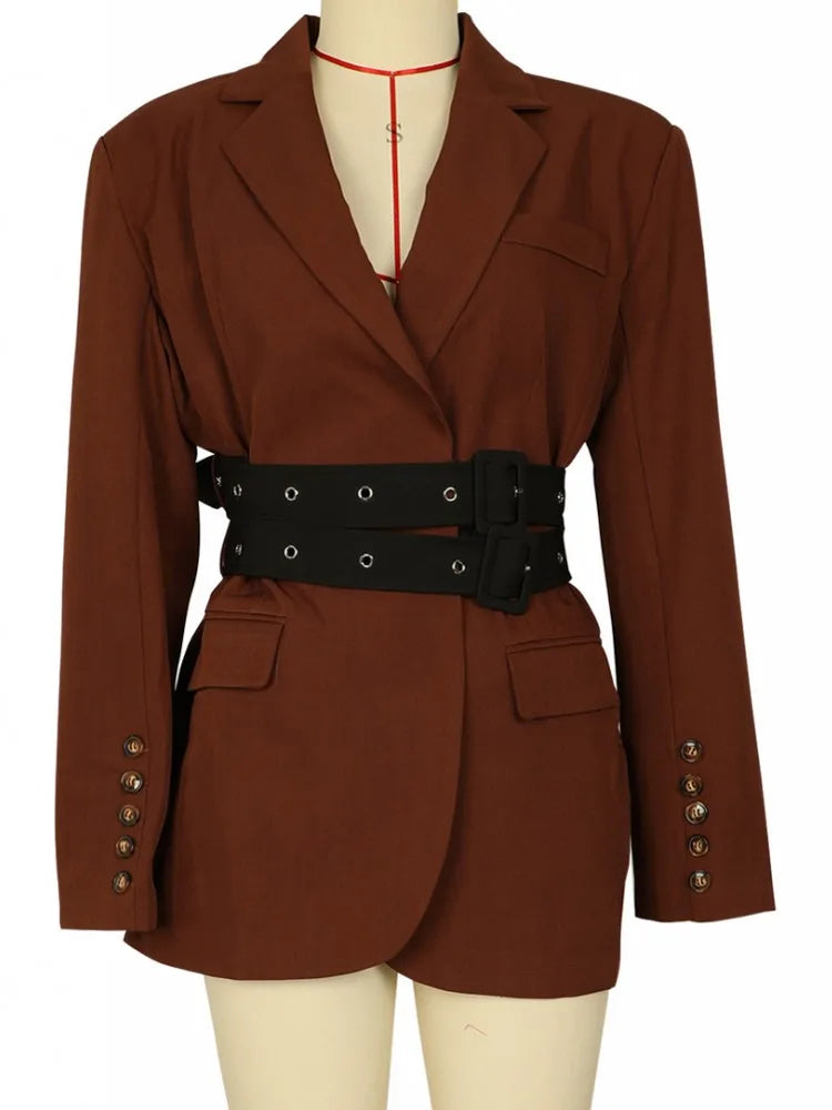 Elegant Blazer Coat For Women Fashion Lapel Oversized Suit Jackets 2025 New Autumn Winter Office Lady Casual Loose Outerwear