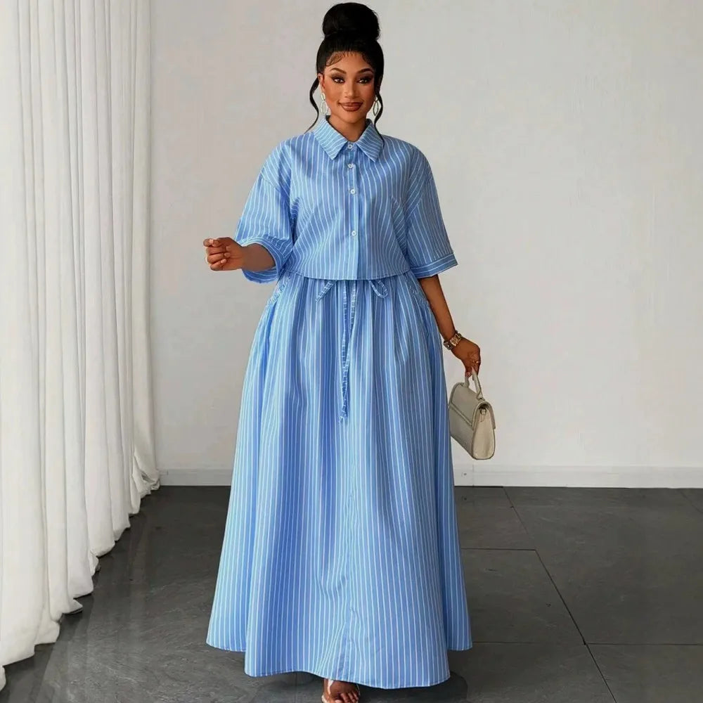 L-4XL Plus Size Clothes Dresses 2 Piece Sets Women Robes Summer Autumn Street Casual 3XL 4XL Big Size Long Maxi Dress Oversized